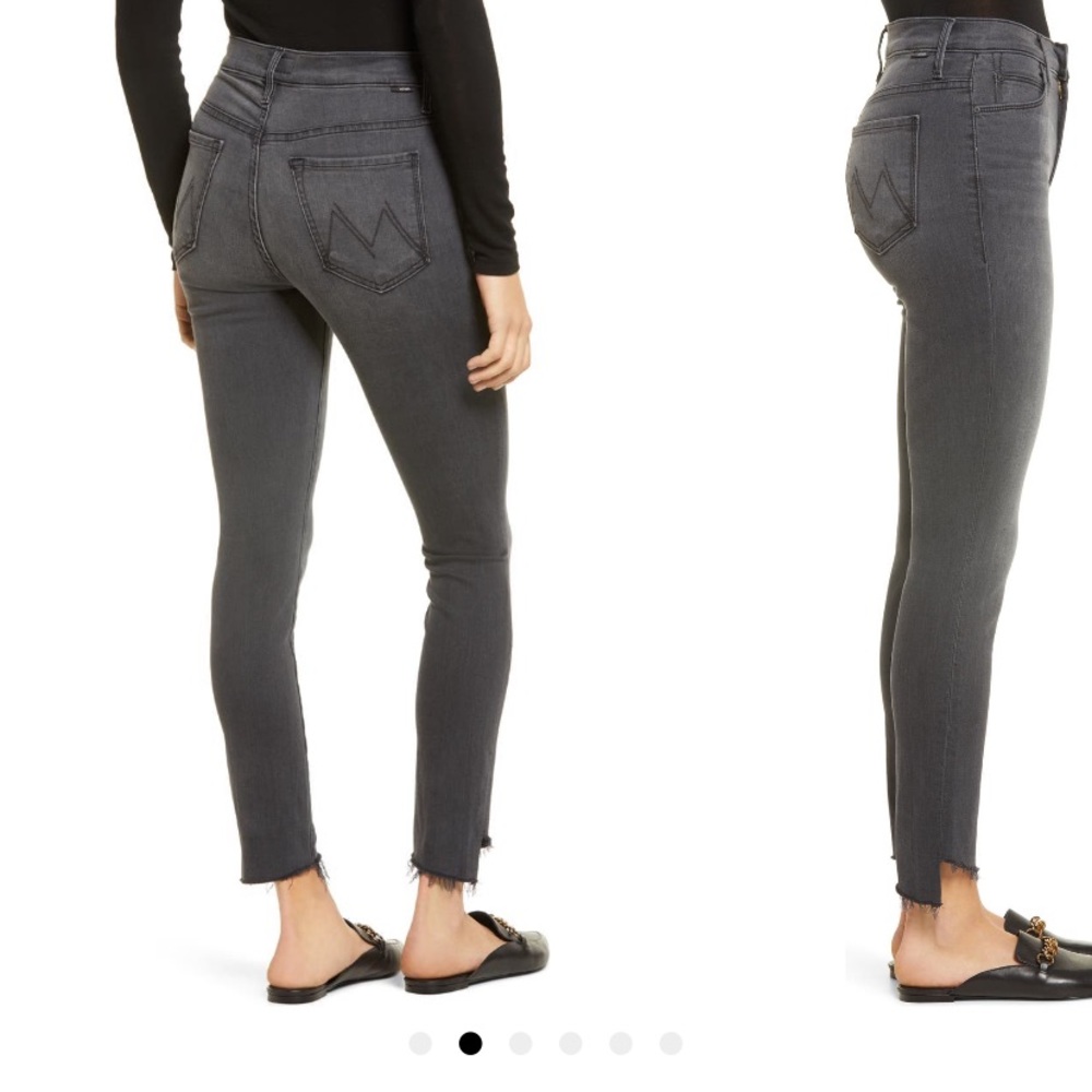 Mother the stunner high rise zip ankle step fray jeans in color Not Guilty